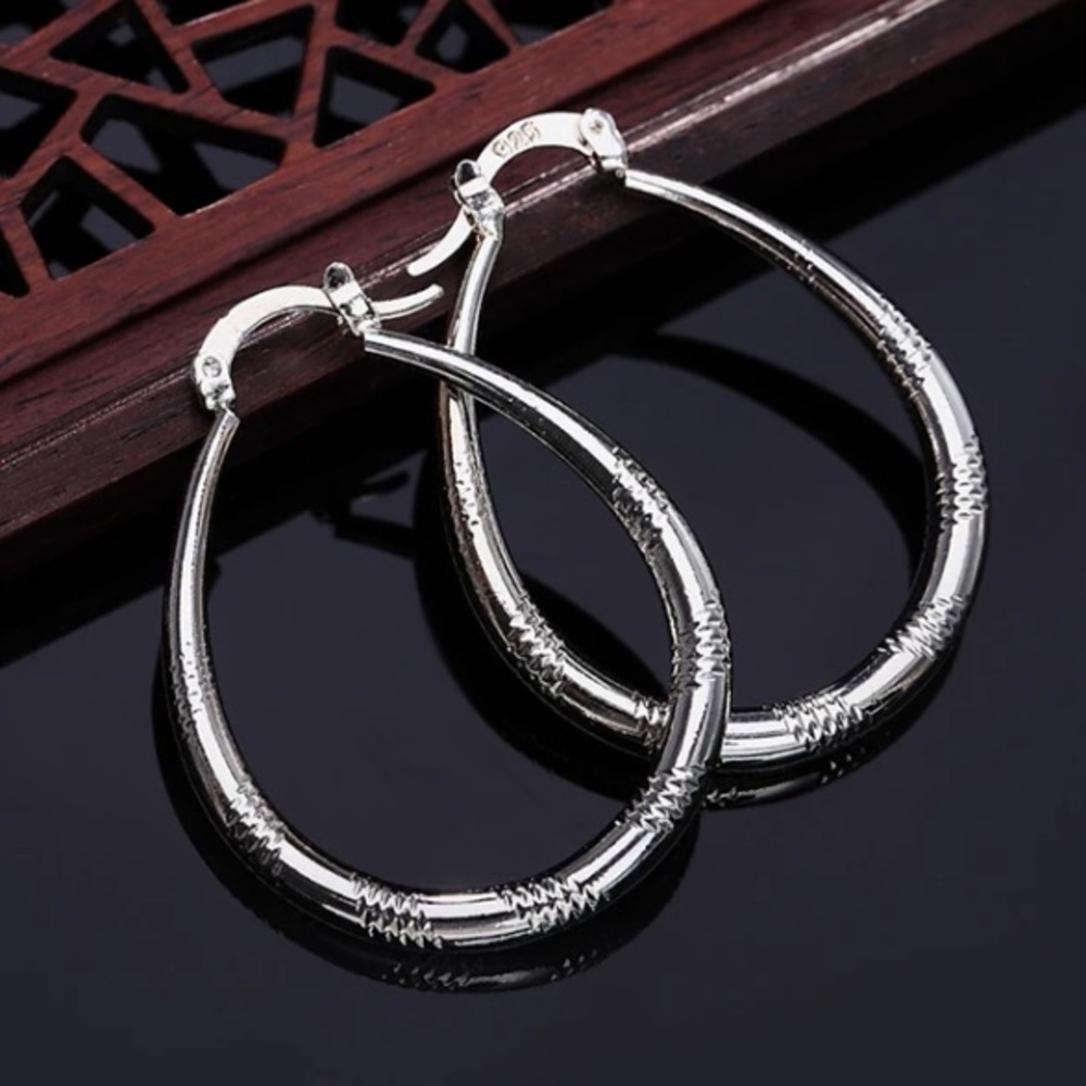 NWOT sterling silver hoop earrings - Picture 2 of 5